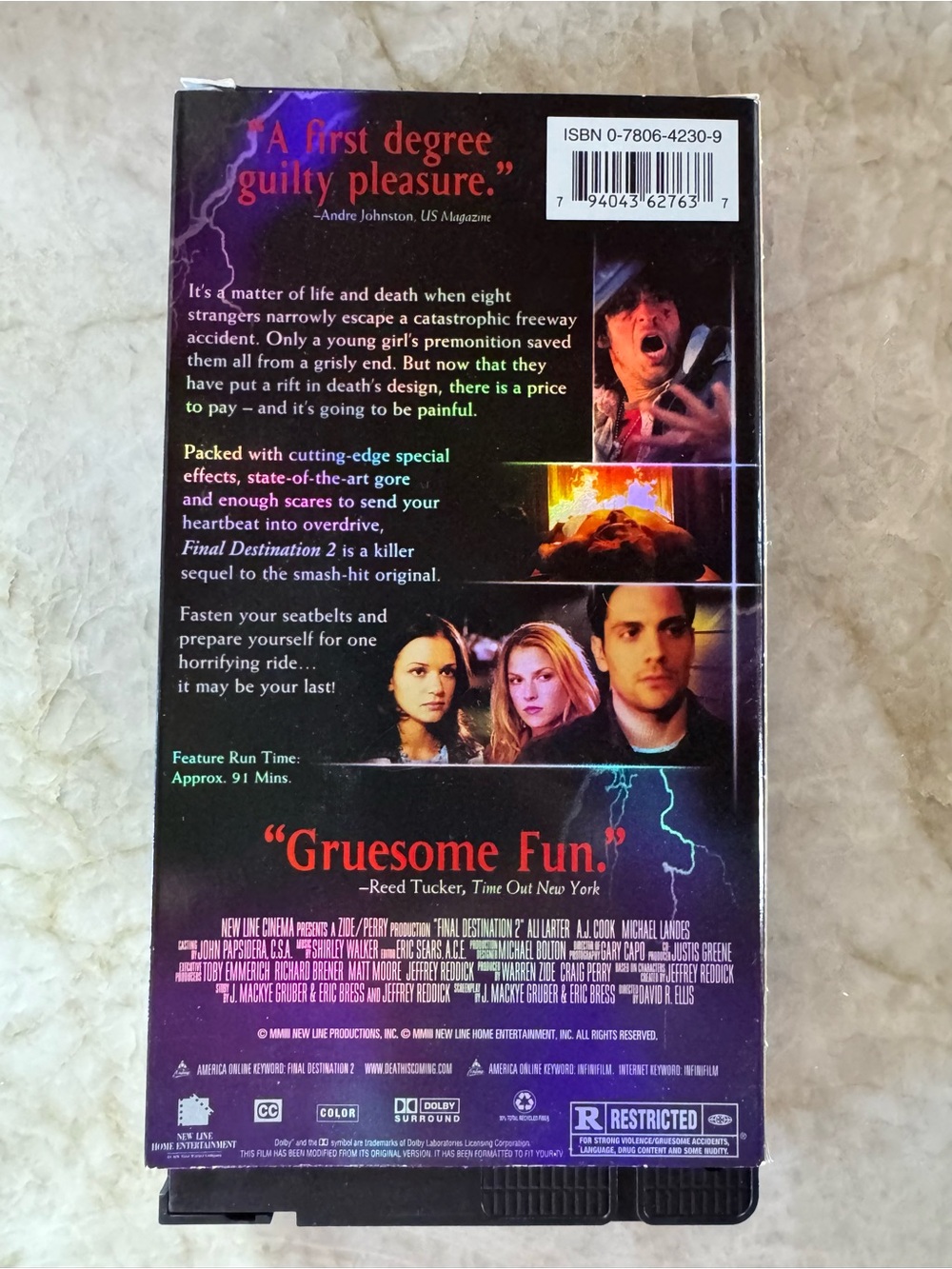 Final Destination 2 VHS Movie Tape — Black with Neon Holographic Artwork - Picture 2 of 3